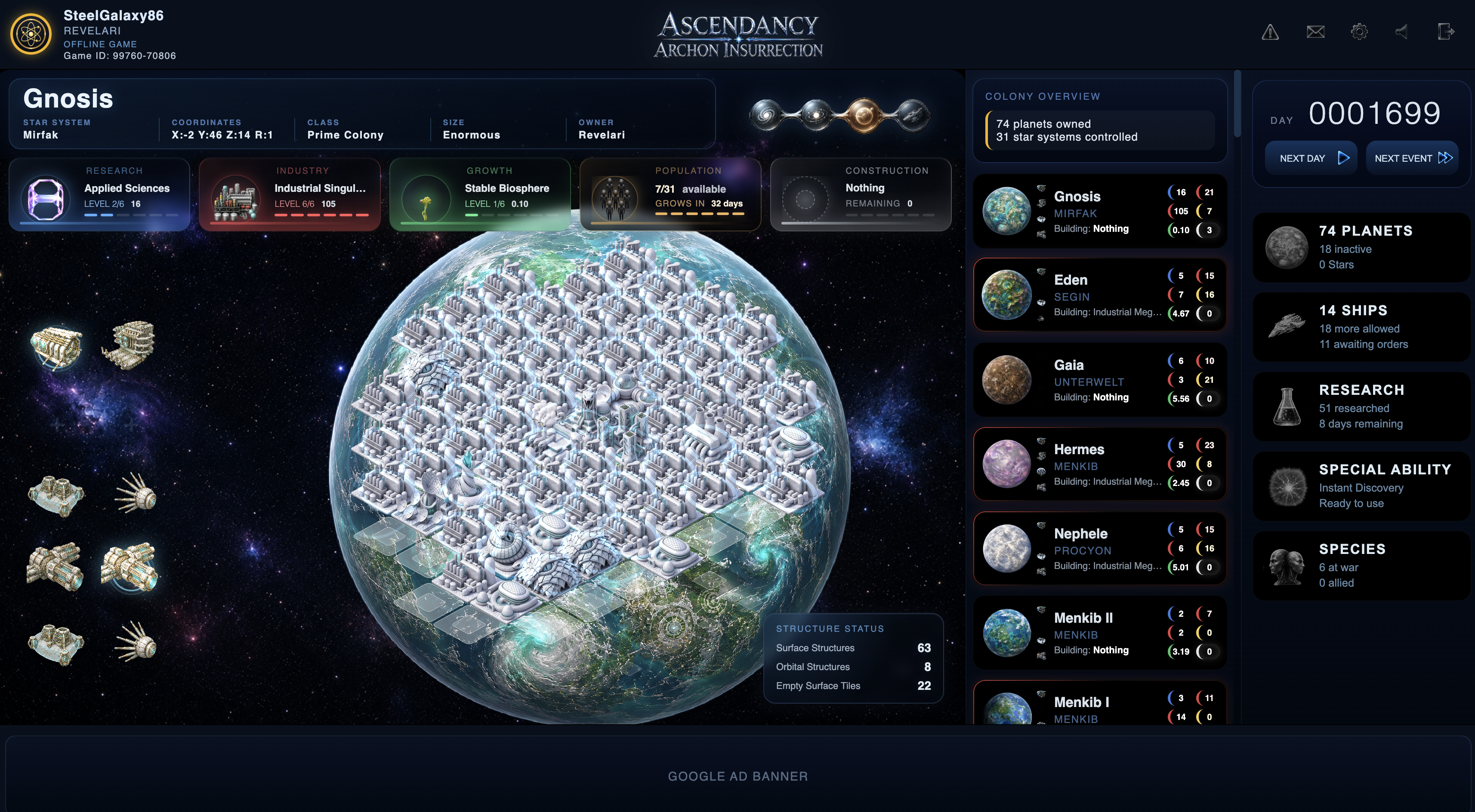 Gameplay: Planet View Interface